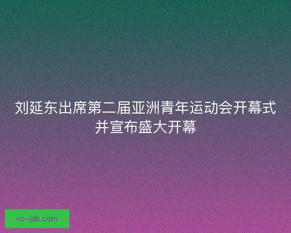 刘延东出席第二届亚洲青年运动会开幕式并宣布盛大开幕